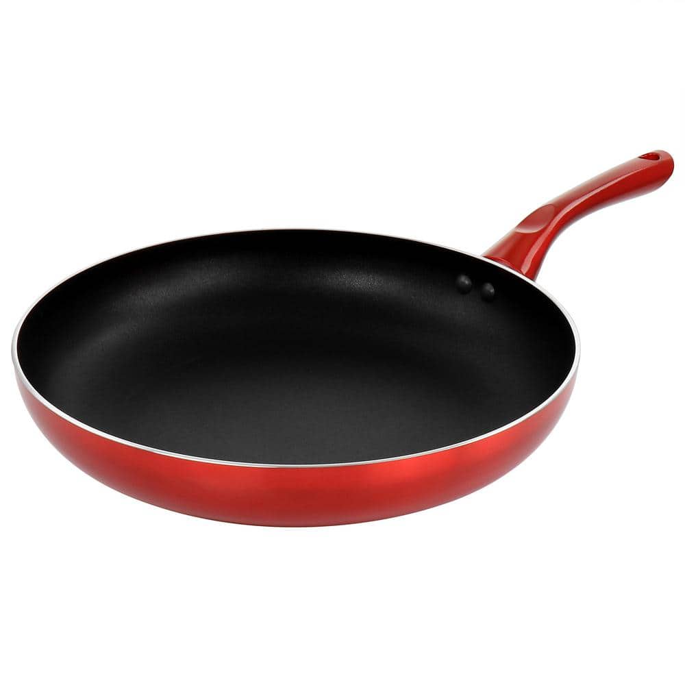 12 in. Aluminum Non Stick Frying Pan in Red - Hercitys