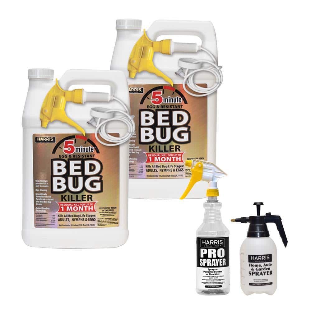 1 Gal. 5-Minute Bed Bug Killer (2-Pack) 256 oz., 32 oz. Professional Spray Bottle and 55 oz. Pump Sprayer Value Pack - Hercitys