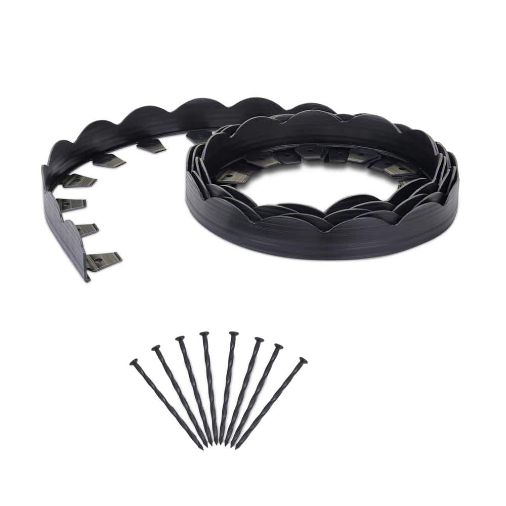 20 ft. x 2.25 in. Black Scalloped Polyethylene No-Dig Edging - Hercitys