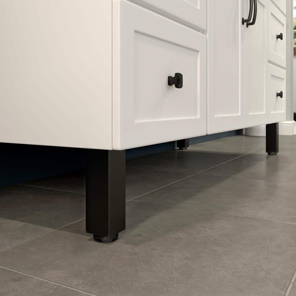 (4-Pack) 5 15/16 in. (150 mm) Matte Black Metal Square Furniture Leg with Leveling Glide - Hercitys