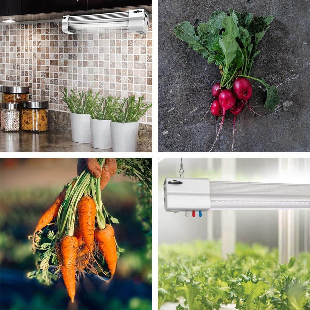 12.2 in. 13.5-Watt Vertical White LED 3 Adjustable Spectrum Linkable Plant Grow Light Fixture White Adjustable Light - Hercitys