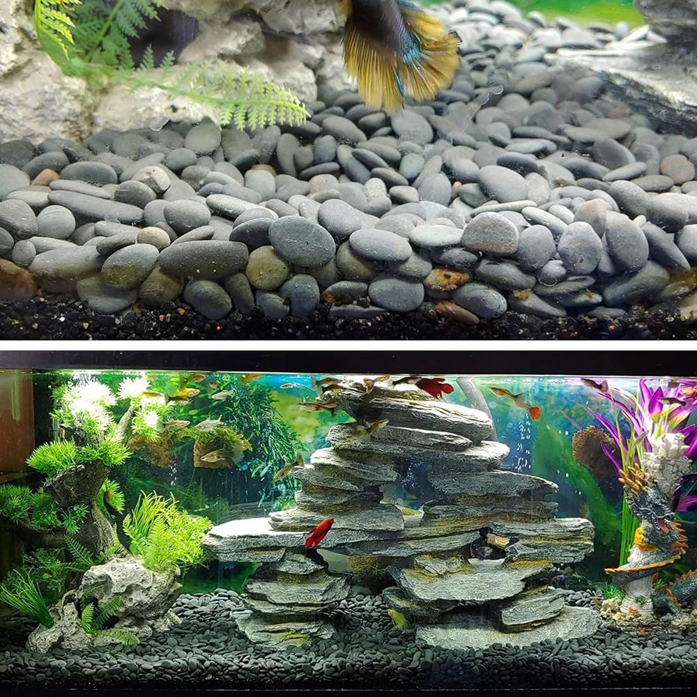 0.20 cu. ft. 1 in. Natural River Rocks Mexican Beach Pebbles for Garden Landscape Stone Paving Stone Grey - Hercitys