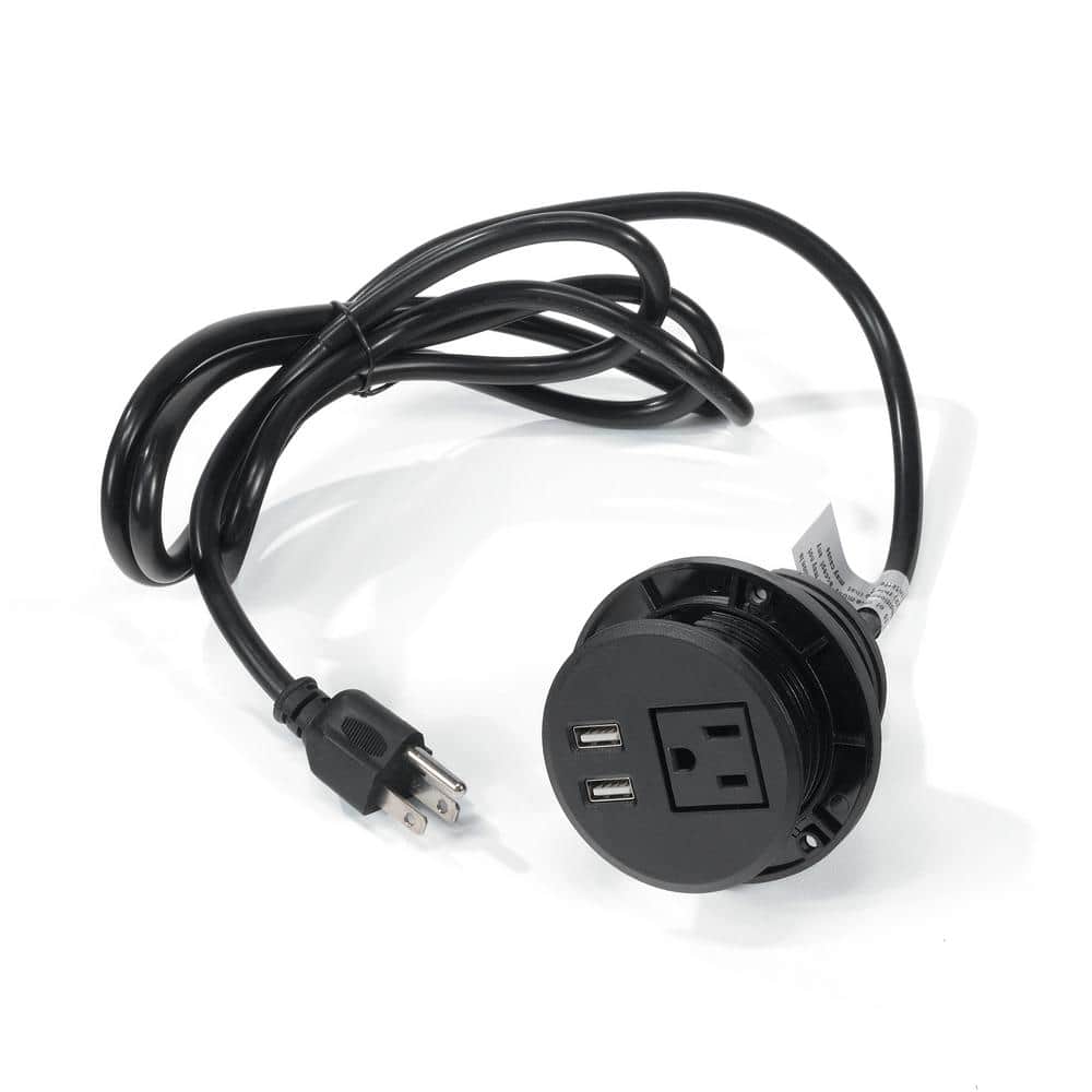 .039 in. Black Computer Desk Power Grommet - Hercitys