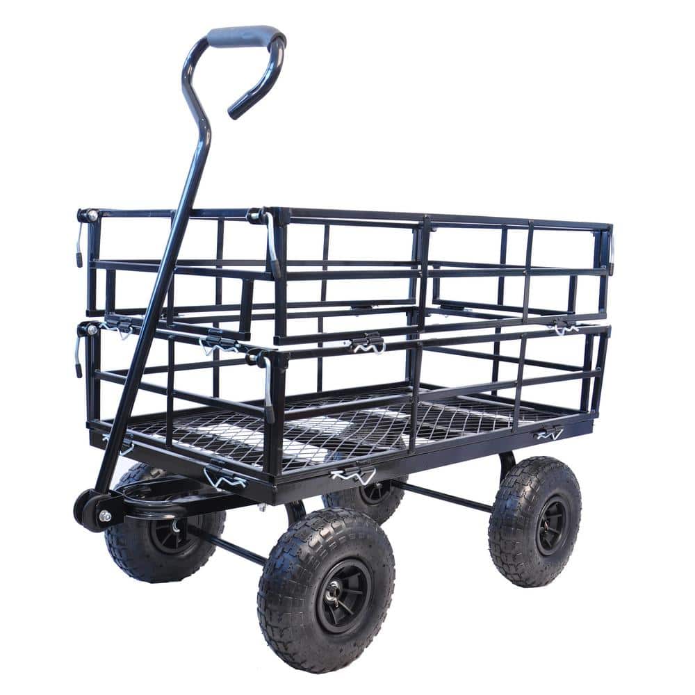 3 cu. ft. Black Steel Utility Garden Cart for 550 Ib. - Hercitys
