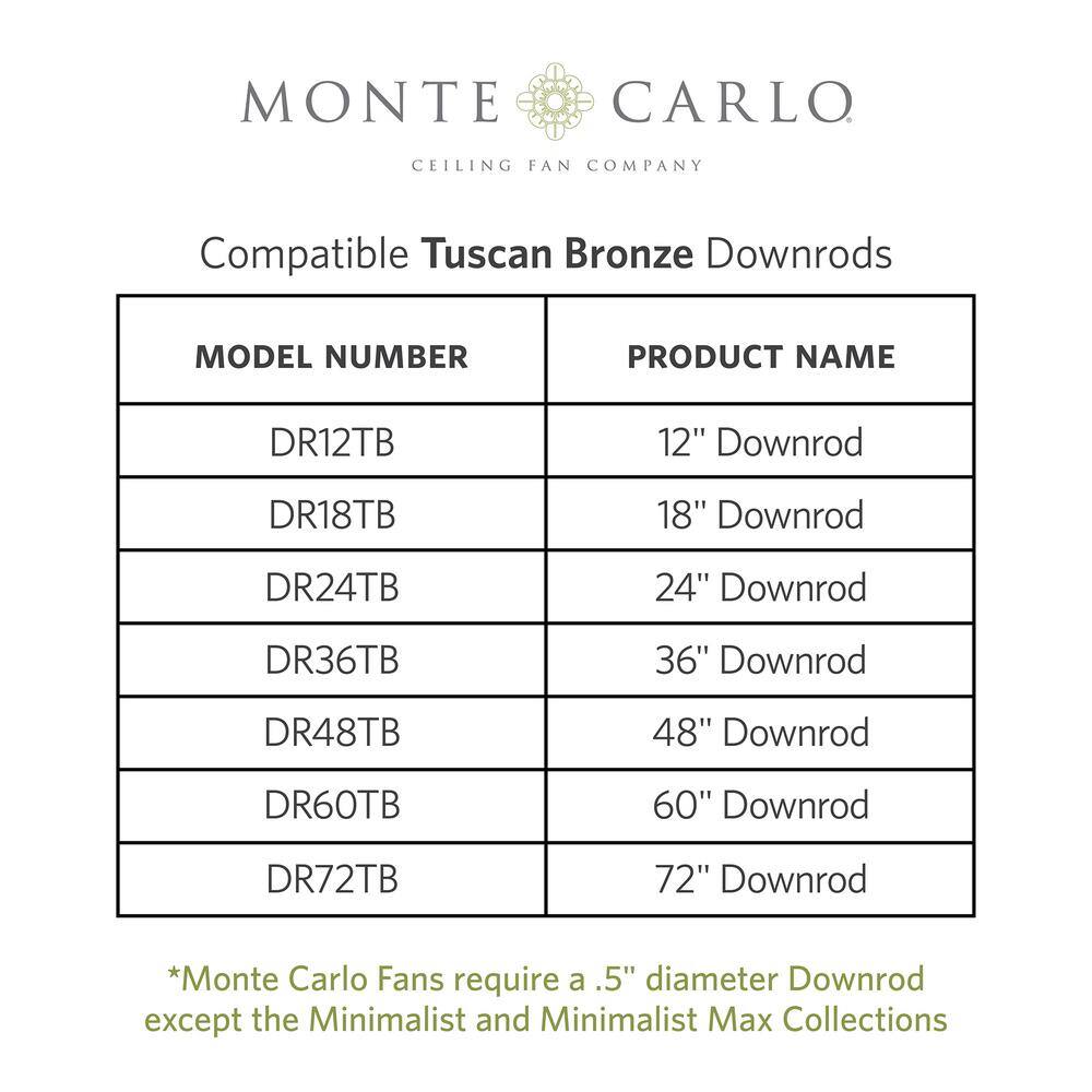 36 in. Tuscan Bronze Extension Downrod, 1/2 in. Inside Diameter - Hercitys