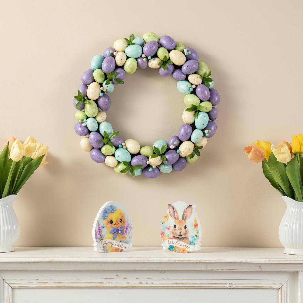 18 in. D Easter Purple Hue Eggs Wreath - Hercitys