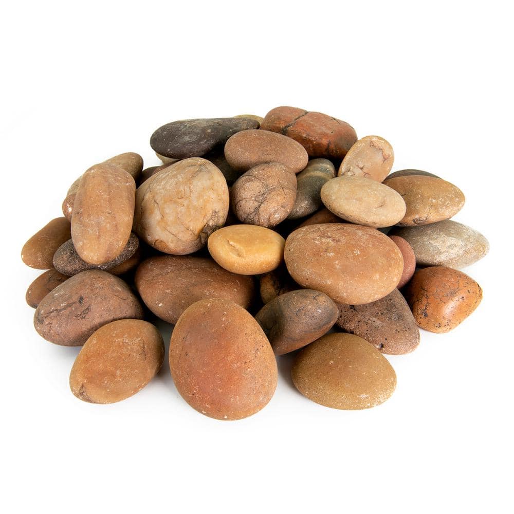 0.25 cu. ft. 3 in. to 6 in. Sunburst Mexican Beach Pebble Smooth Round Rock for Gardens, Landscapes and Ponds - Hercitys