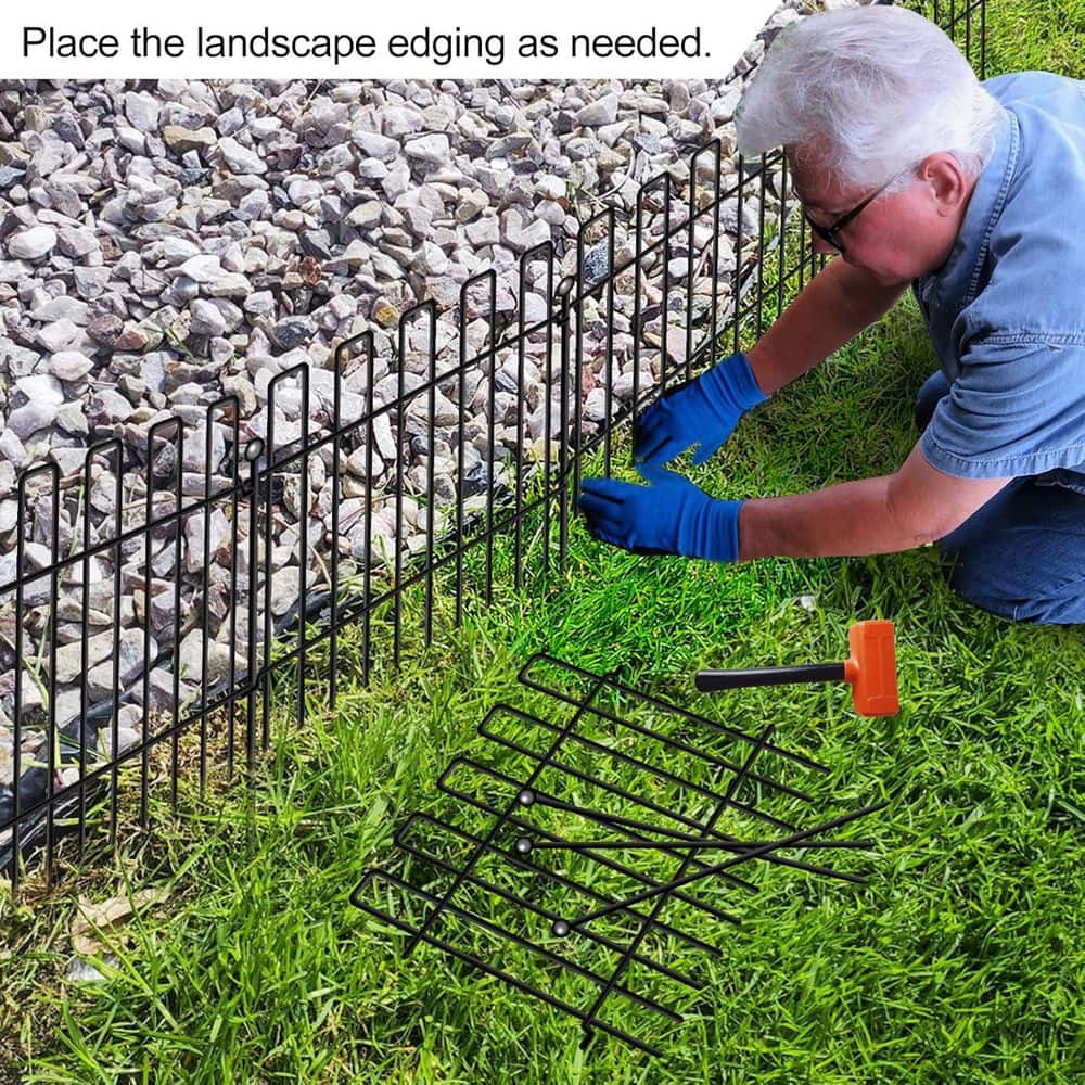 26 Panels 13 in. (H) Rustproof Metal Decorative Animal Barrier Garden Fence for Outdoor Yard Patio - Hercitys