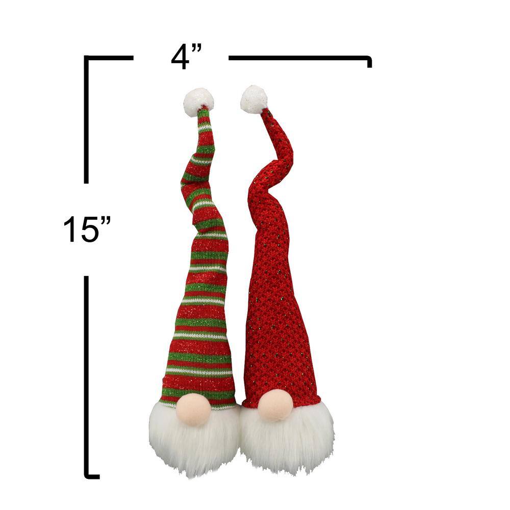 15 in. Gnome Plush Head Ornament with LED Light Home Decor (Set of 2) - Hercitys