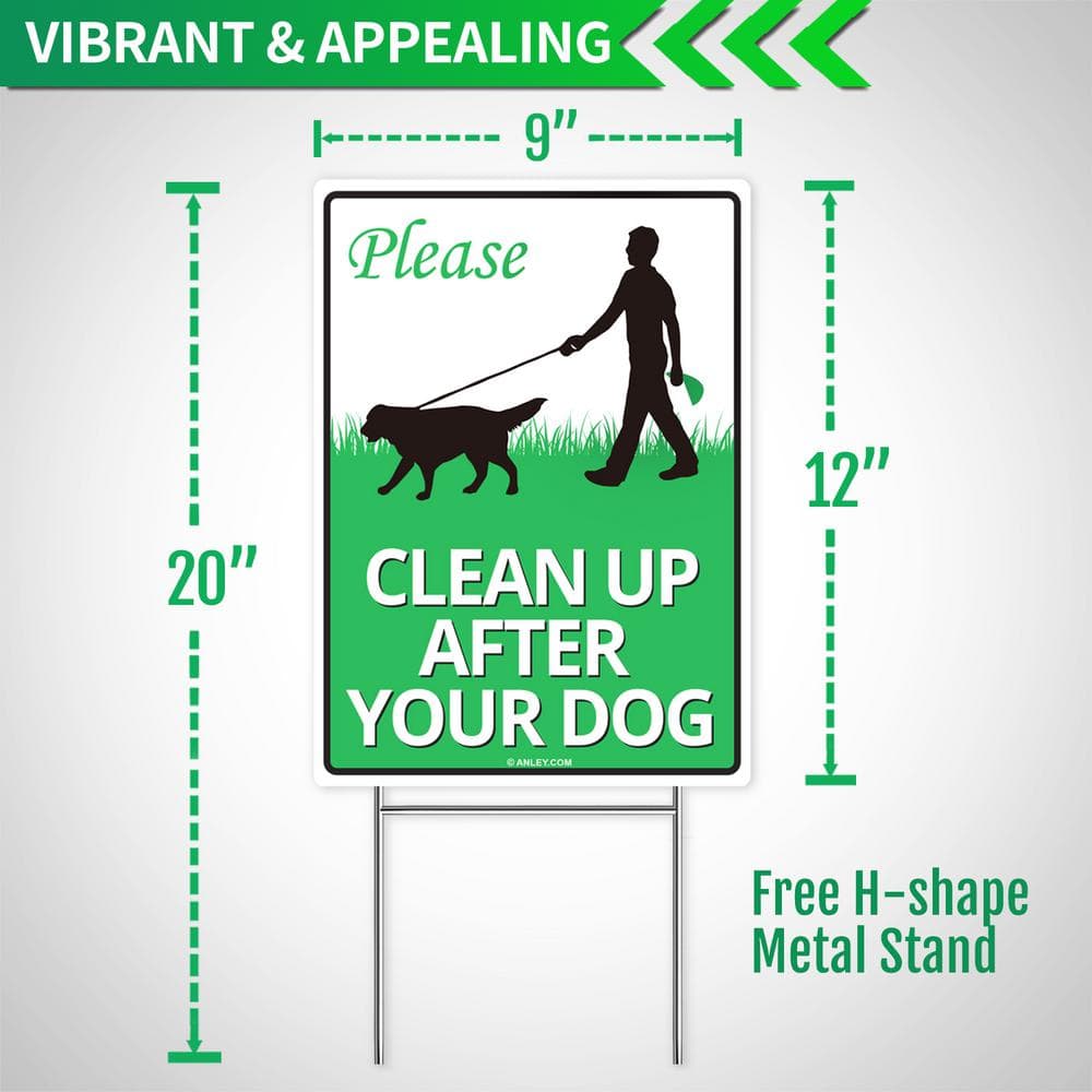 12 in. x 9 in. Clean Up After Your Dog Yard Sign, No Pooping Peeing Dogs Lawn Signs - Hercitys