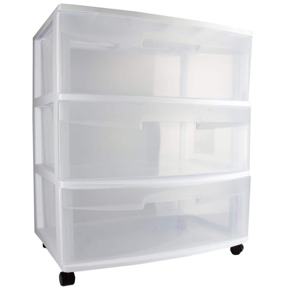 25.625 in. H x 15.25 in. W x 21.875 in. D Home 3 Drawer Wide Storage Cart Container with Casters (4-Pack) - Hercitys