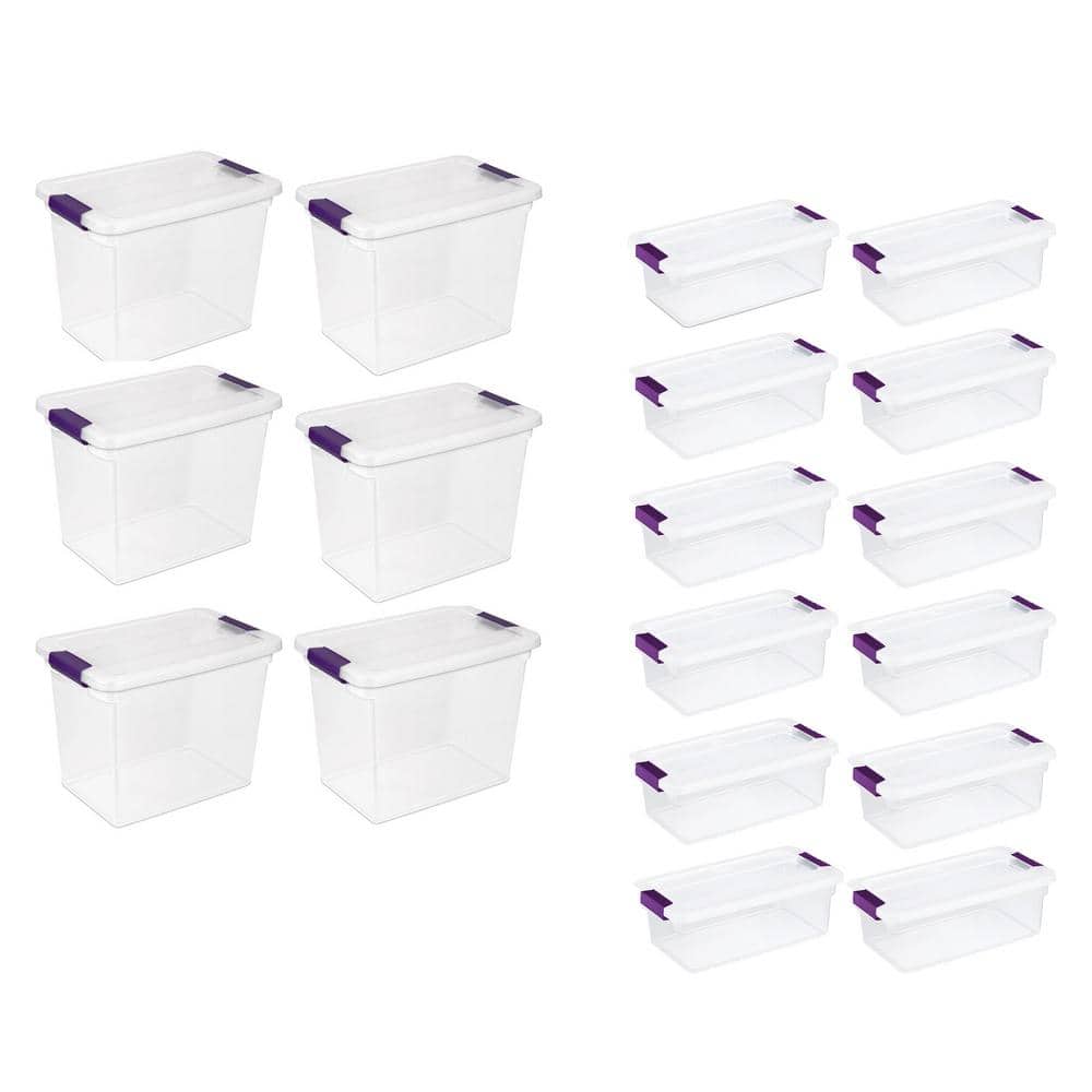 27 qt. Clear Storage Tote Container (6-Pack) + 6 qt. Box (12-Pack) - Hercitys