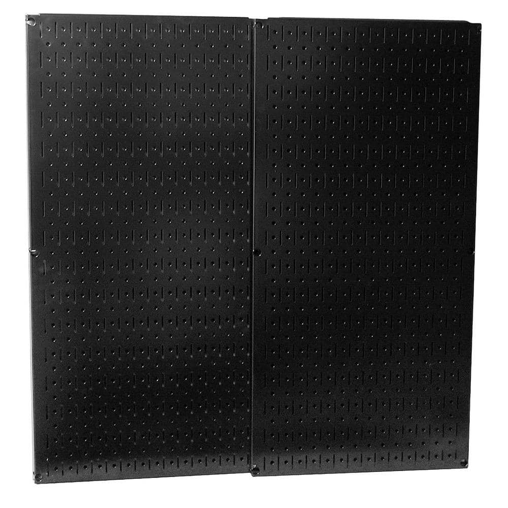 32 in. x 32 in. Overall Size Black Metal Pegboard Pack with Two 32 in. x 16 in. Pegboards - Hercitys