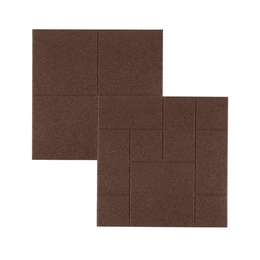 24 in. x 24 in. x 5/8 in. Brown Dual-Sided Rubber Paver (4-Pack) - Hercitys