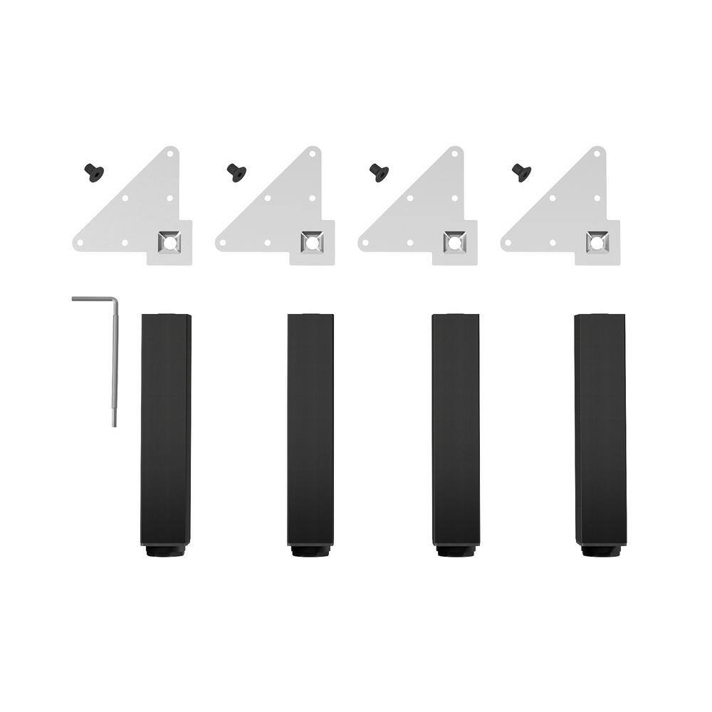 (4-Pack) 9 13/16 in. (250 mm) Matte Black Metal Square Furniture Leg with Leveling Glide - Hercitys