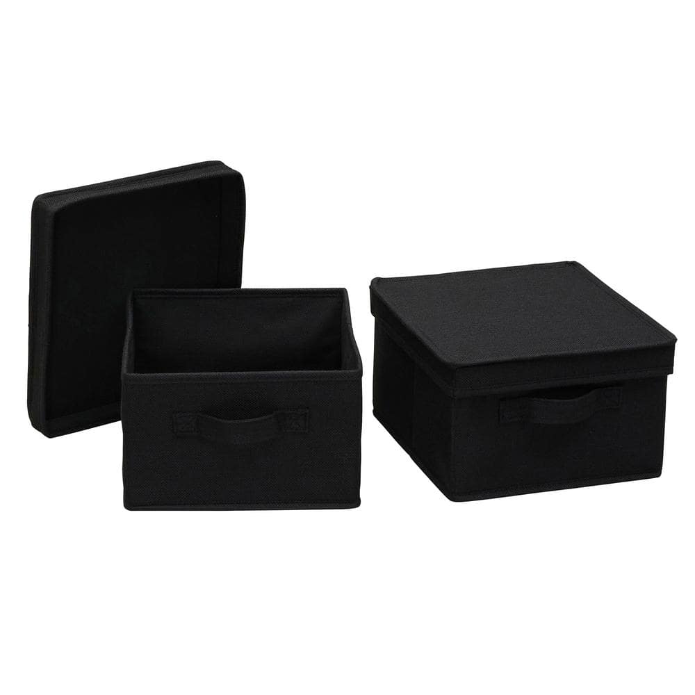 2.8 Gal. Medium Fabric Storage Bins Storage Box with Fully Removable Lid Luxe Black Fabric (2-Pack) - Hercitys