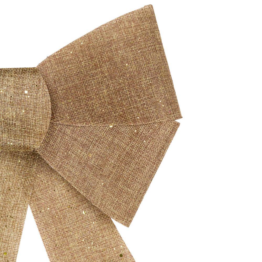 11 in. W LED Lighted Brown Burlap Christmas Bow Decoration with Color Changing Lights - Hercitys