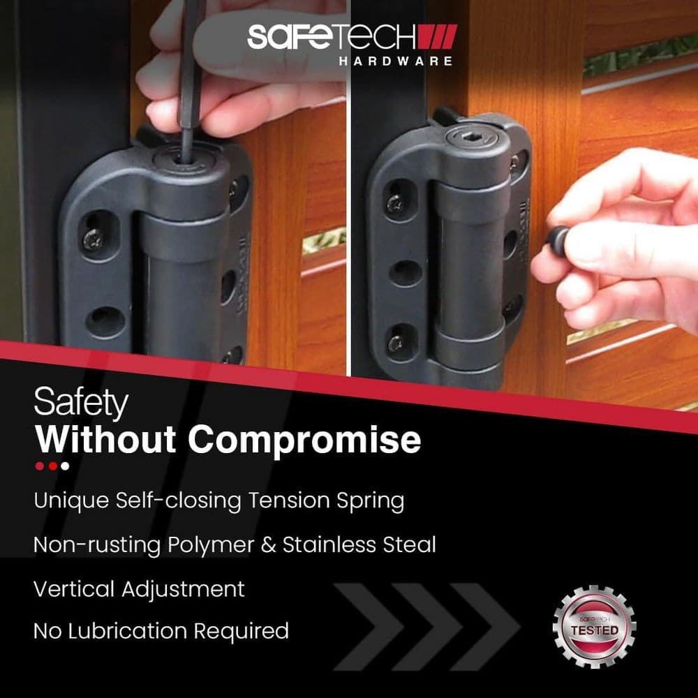 3.5 in. Black TopKlik Self-Closing Gate Hinges (2-Pack) - Hercitys