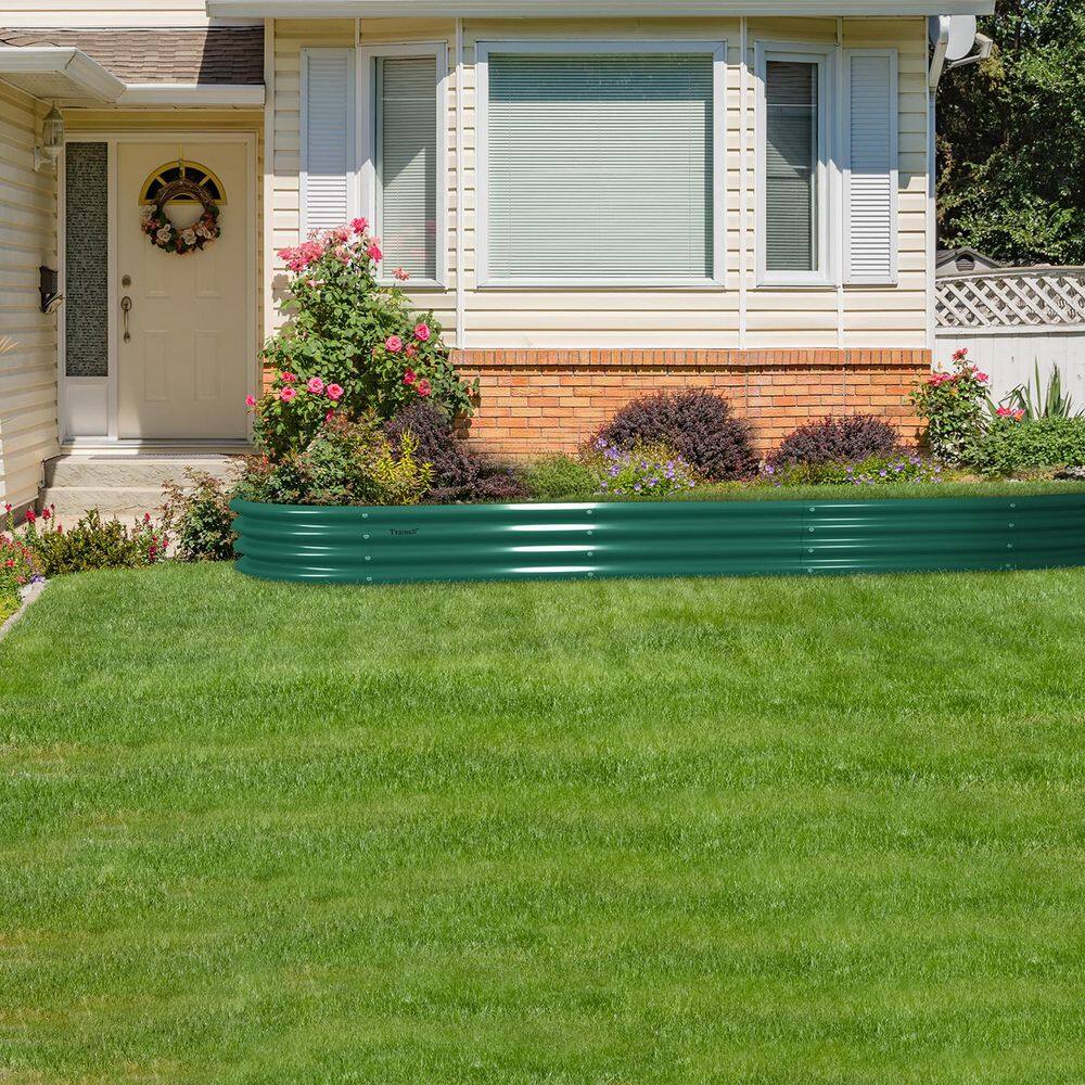 12 x 2 x 1 ft. Green Metal Oval Outdoor Galvanized Raised Garden Bed Kit (1-Pack) - Hercitys