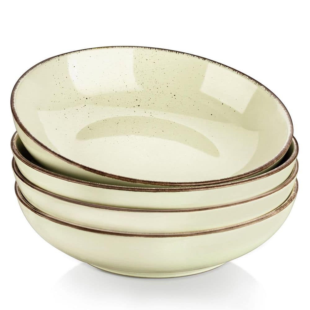 45 fl. oz. Cream Stoneware Pasta Bowls Set of 4 Serving Bowls Soup Bowls Salad Bowls - Hercitys
