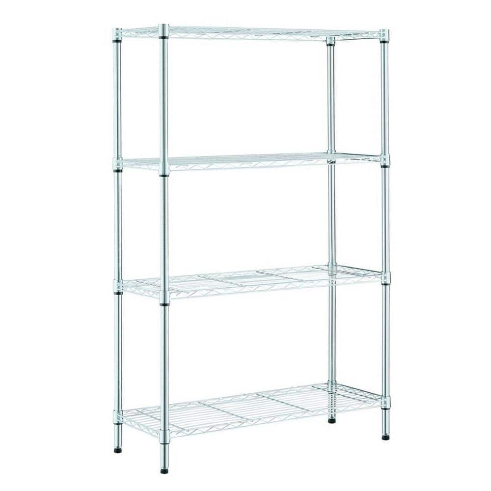 4-Tier Steel Wire Shelving Unit in Chrome (36 in. W x 54 in. H x 14 in. D) - Hercitys