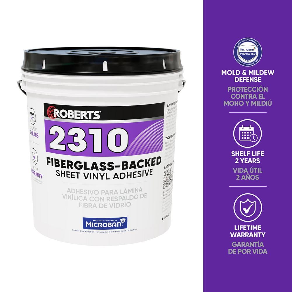 4 Gal. (16 qt.) 24 Hour Dry Time Fiberglass-Backed Sheet Vinyl Floor Adhesive in Beige - Hercitys