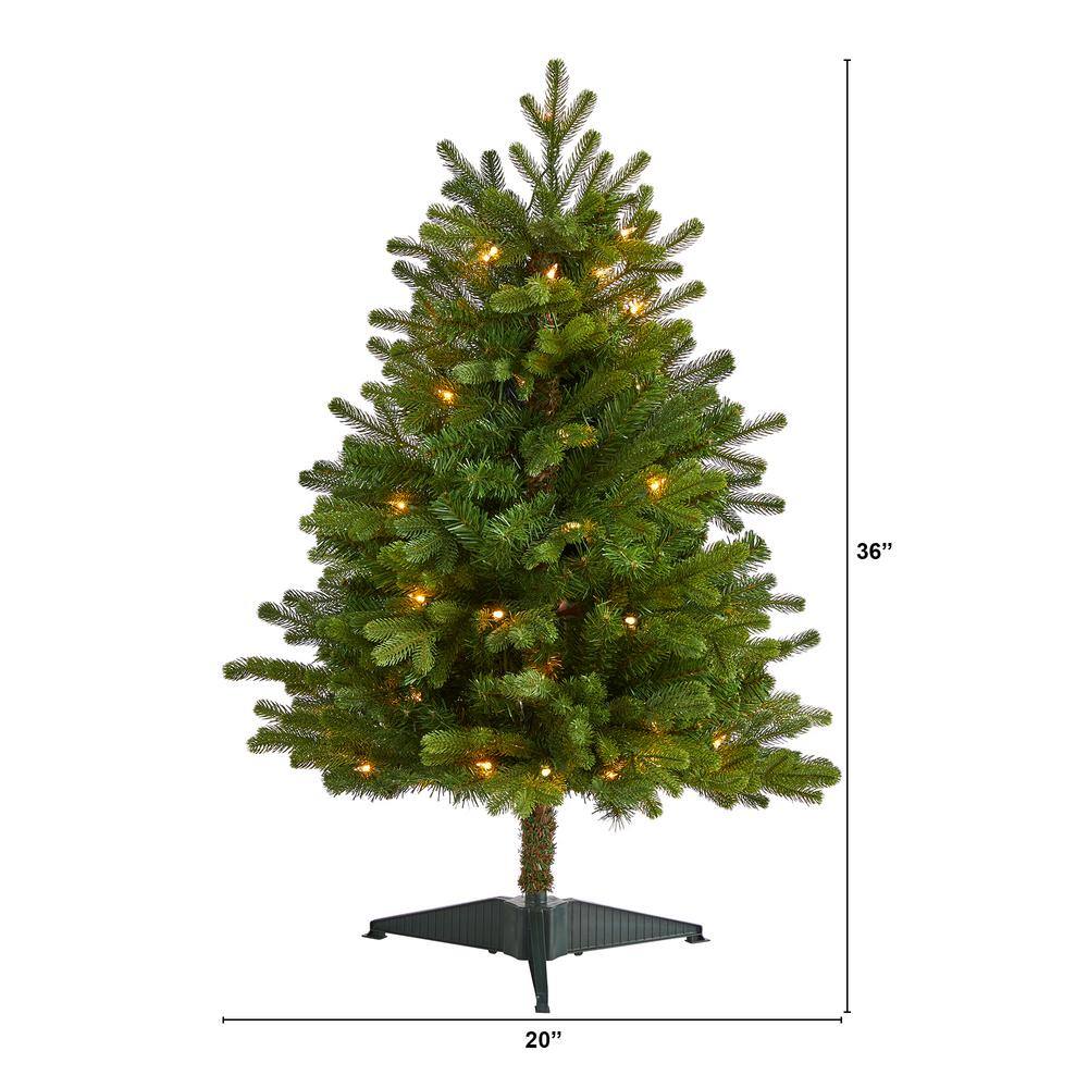 3 ft. Pre-Lit Washington Fir Artificial Christmas Tree with 50 Clear Lights - Hercitys