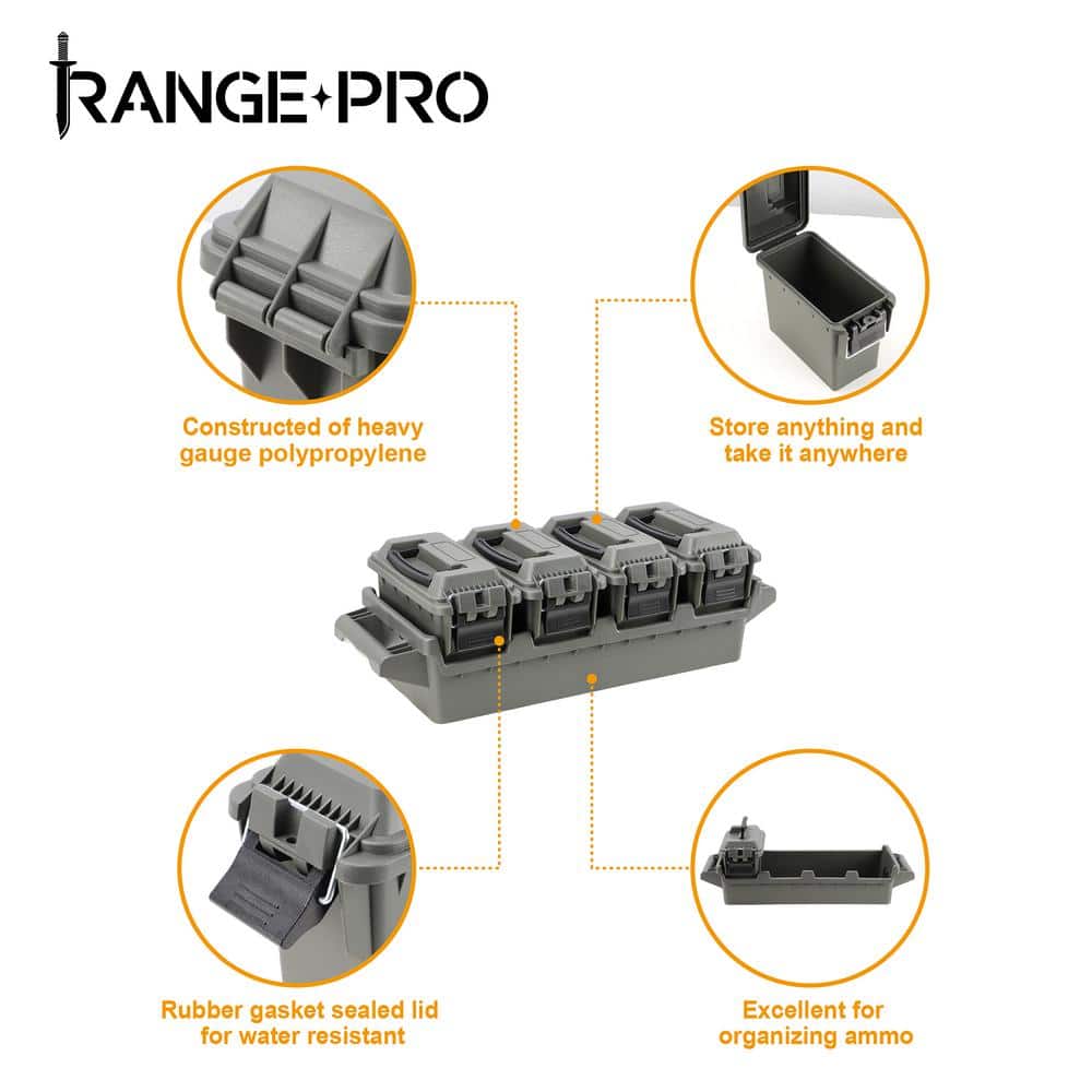1 gal. Mini Dry Storage Box 4-Piece Set with Carry Tray in OD Green - Hercitys
