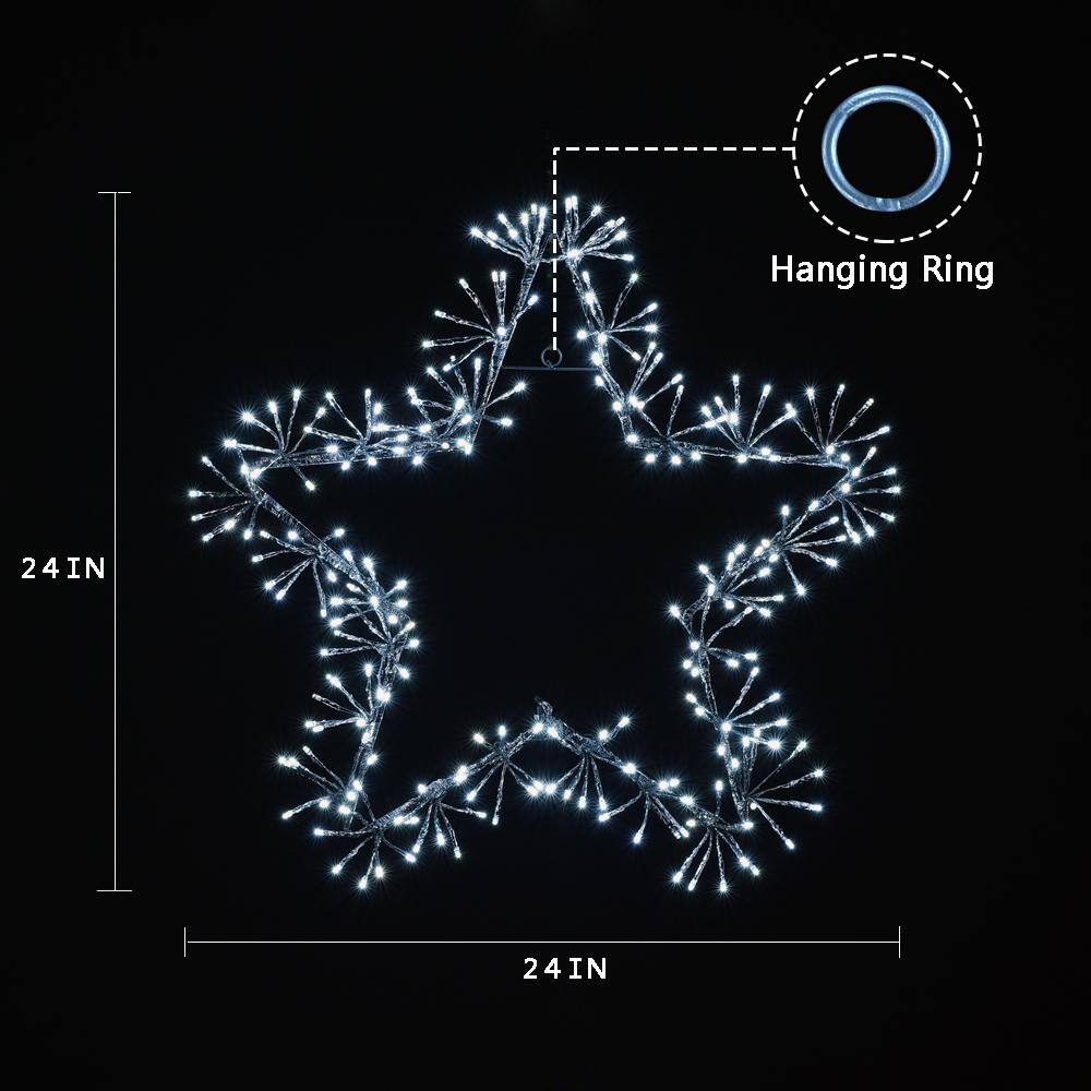 2 ft. 240 LED Christmas Star Light Twinkle Lights Warm White Plug in for Home Garden Decoration Silver - Hercitys