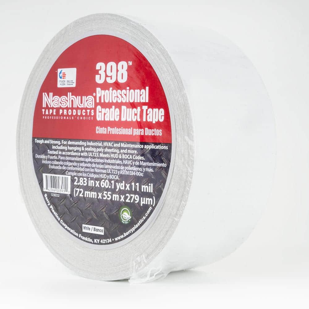 2.83 in. x 60.1 yds. 398 All-Weather HVAC Duct Tape in White - Hercitys