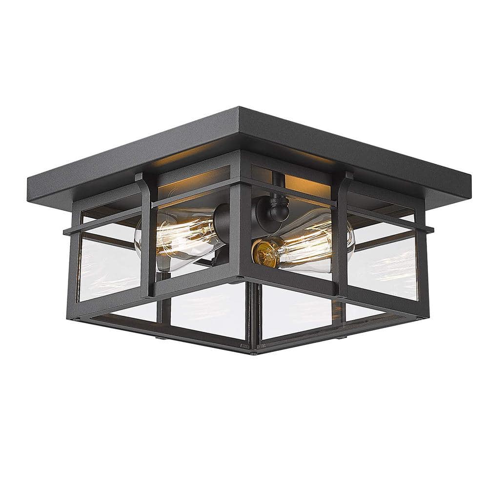 12.2 in 1-Light Black Metal Rectangle Flush Mount - Hercitys