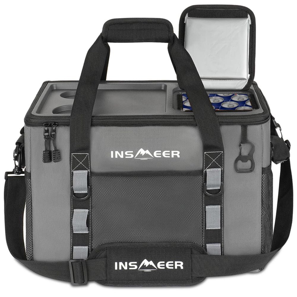 42 qt. Soft Cooler Bag with Hard Shell and 2 Cup Holders, Leakproof for Travel, Ice Chests and Cooler Lunch Box - Hercitys
