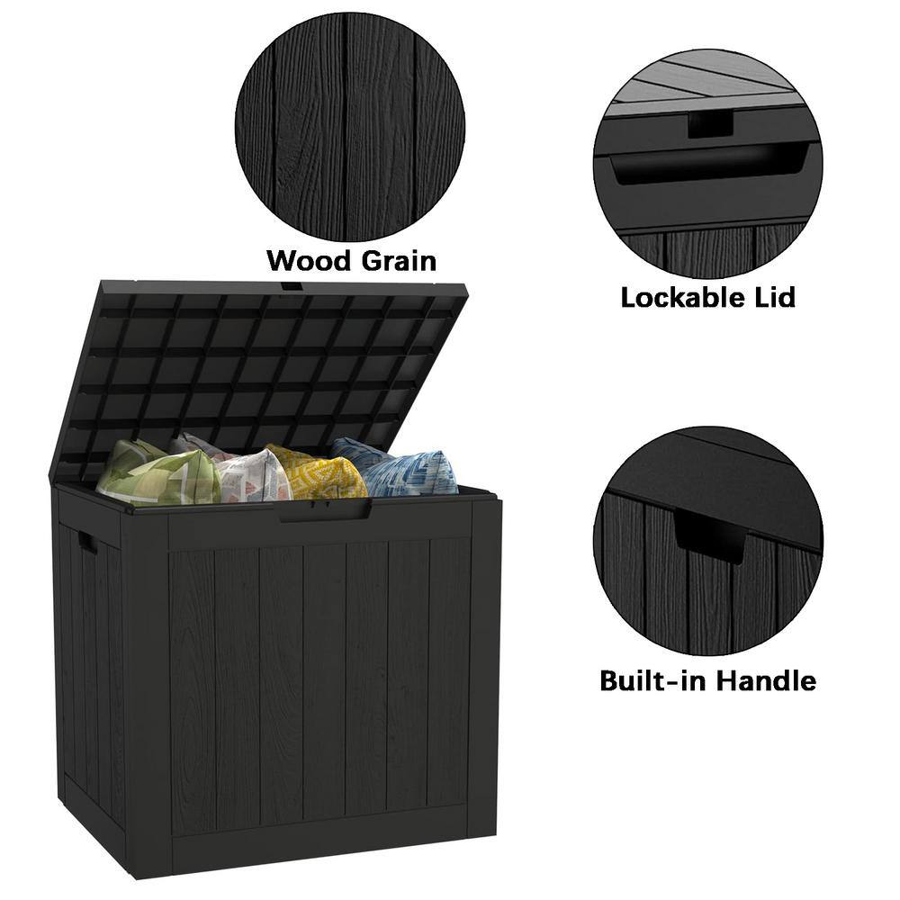 31 Gal. Black Resin Deck Box Weatherproof and UV Resistant - Hercitys