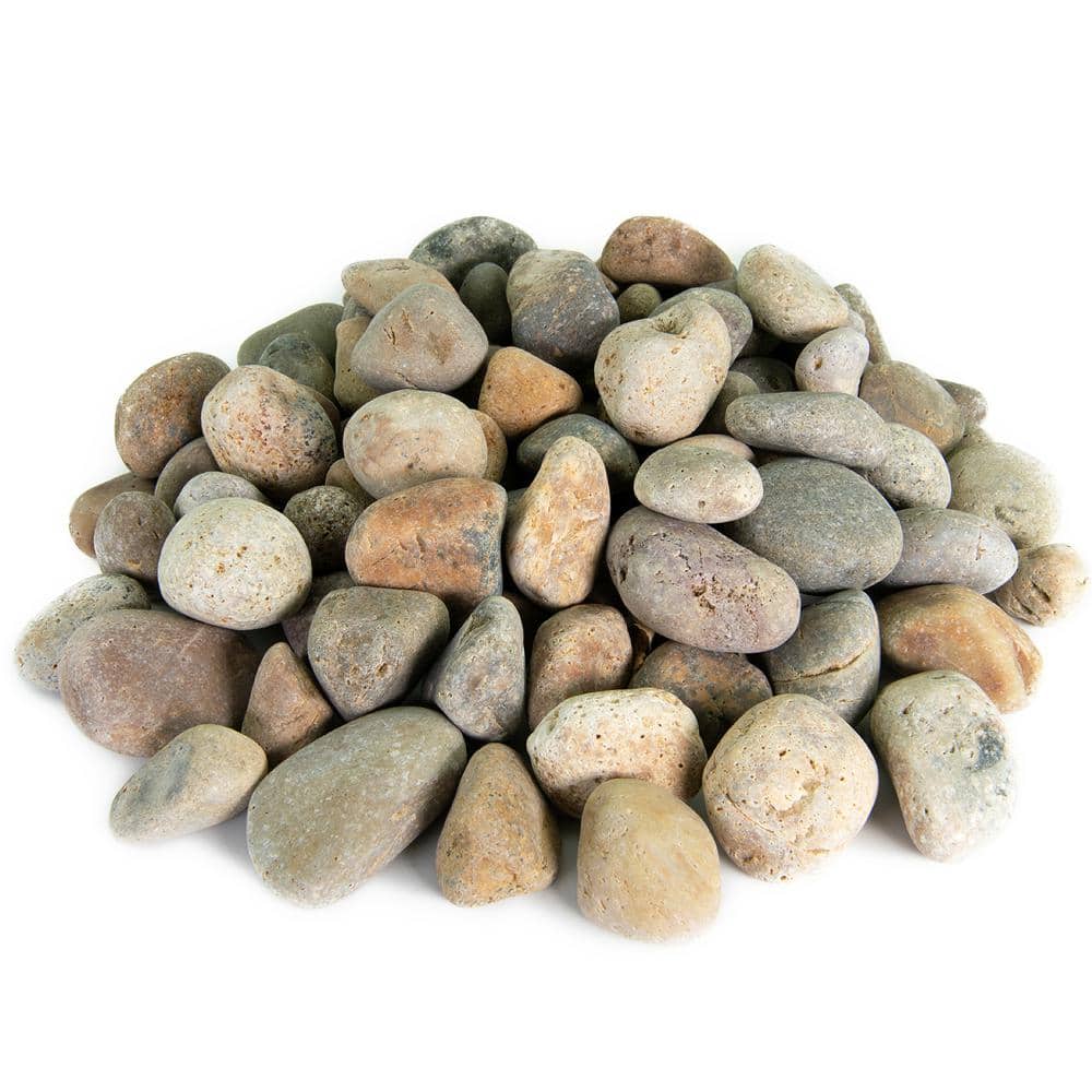 0.50 cu. ft. 1 in. to 2 in. Buff Mexican Beach Pebble Smooth Round Rock for Gardens, Landscapes and Ponds - Hercitys