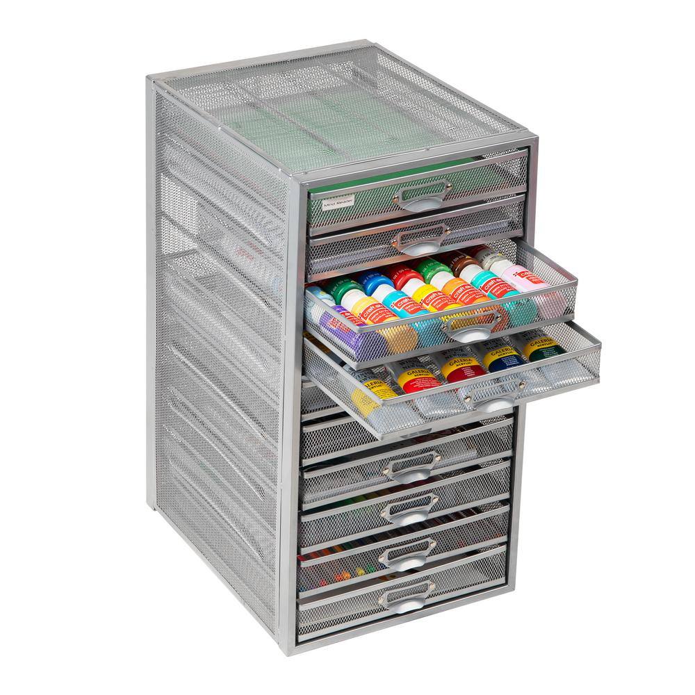 14 in. W x 21.25 in. H x 10.75 in. D Silver Metal 10 Multi-Purpose File Drawer Storage - Hercitys