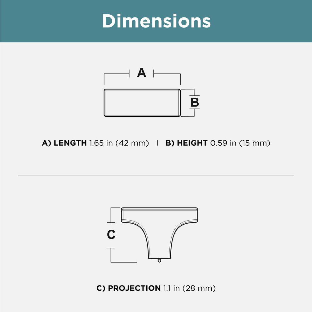 (10-Pack) Modern Track 1-21/32 in. (42 mm) Modern Matte Black T-Shaped Bar Cabinet Knobs - Hercitys