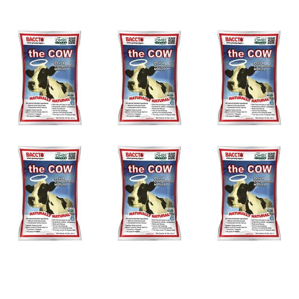 40 Qt. Baccto Wholly Cow Horticulture Peat and Composted Manure (6-Pack) - Hercitys