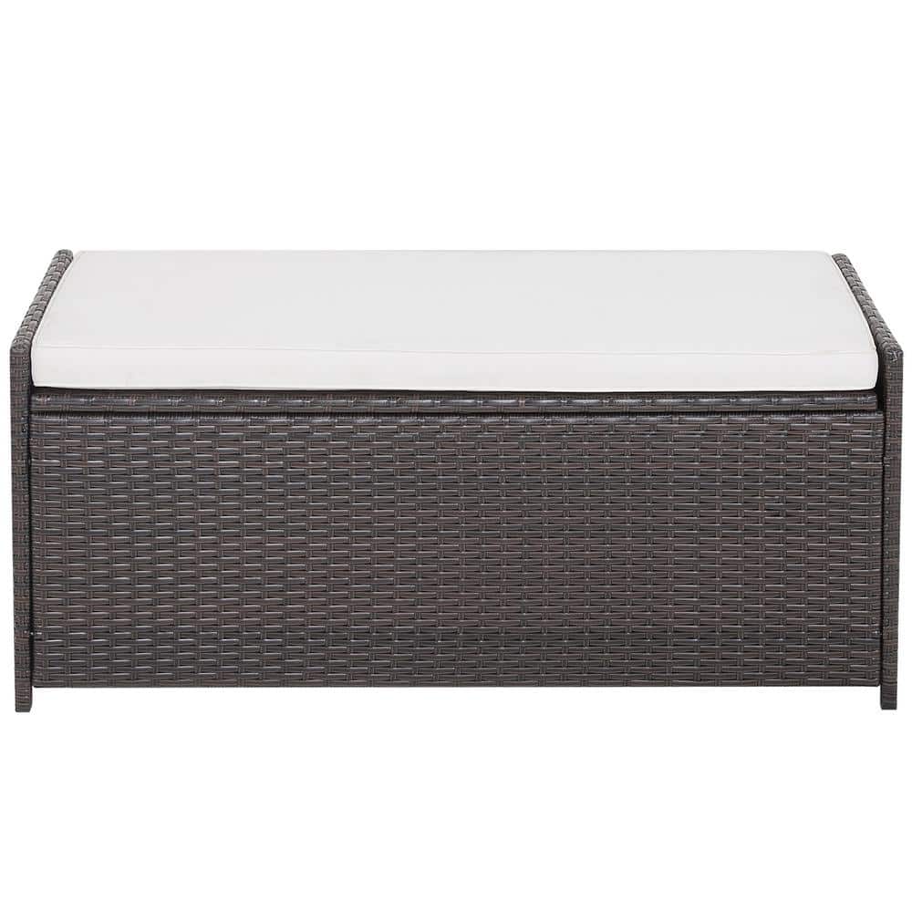 34 Gal. PE Rattan Deck Box with Seat Cushion - Hercitys