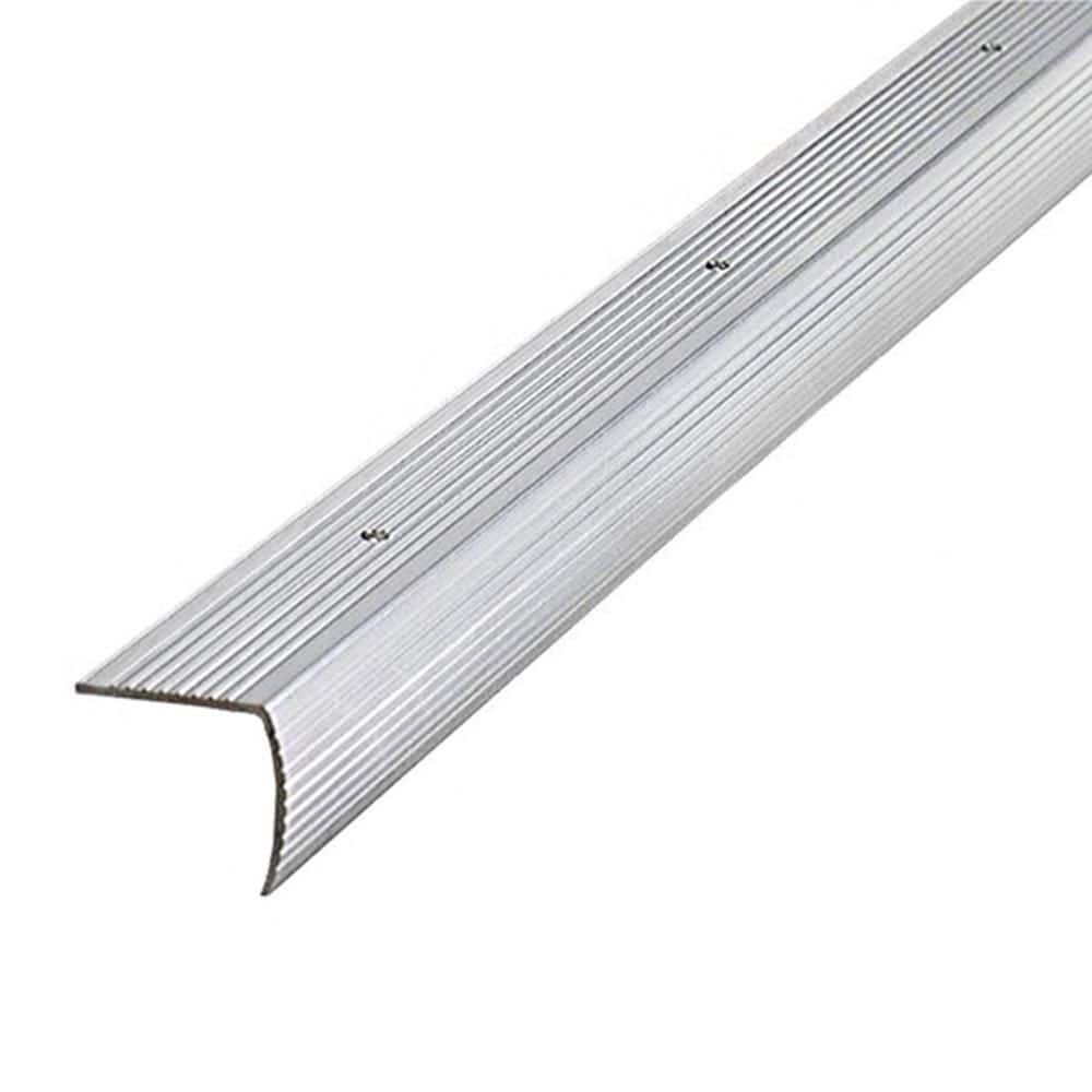1-1/8″X1-1/8″X 72″ SILVER ALUMINUM STAIR EDGING W/SCREW NAILS - Hercitys