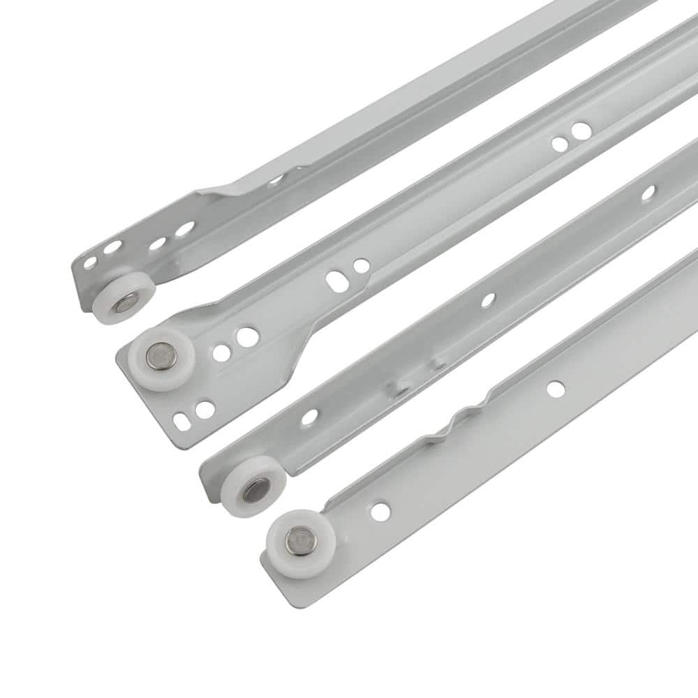 22 in. White 3/4 Extension Side Mount Drawer Slide (5-Pairs) - Hercitys