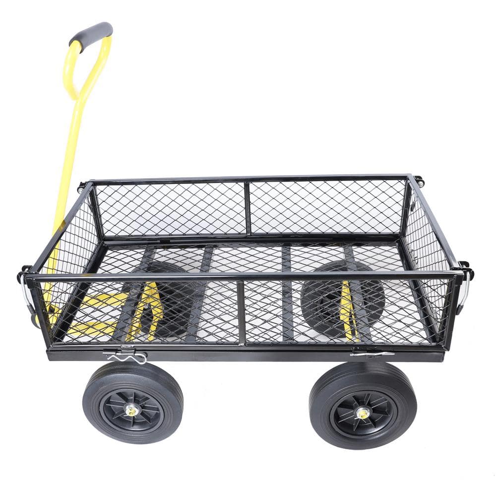 16.75 cu.ft. Black Solid Wheels Tools Cart Metal Practical Garden Cart Wagon for Easy Transportation Versatile - Hercitys