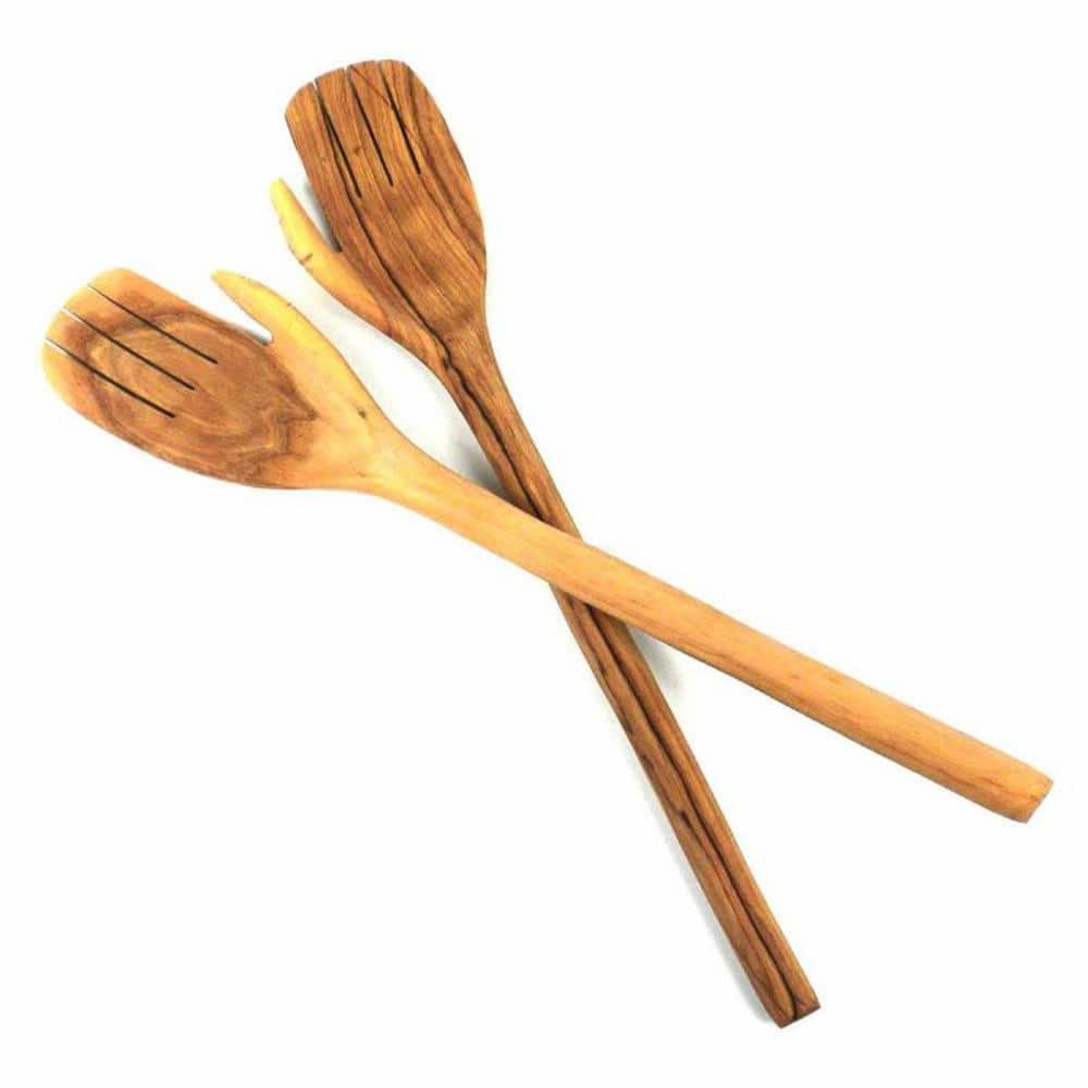 2-Pieces Olive Wood Serving Set Extra-Large Helping Hands - Hercitys