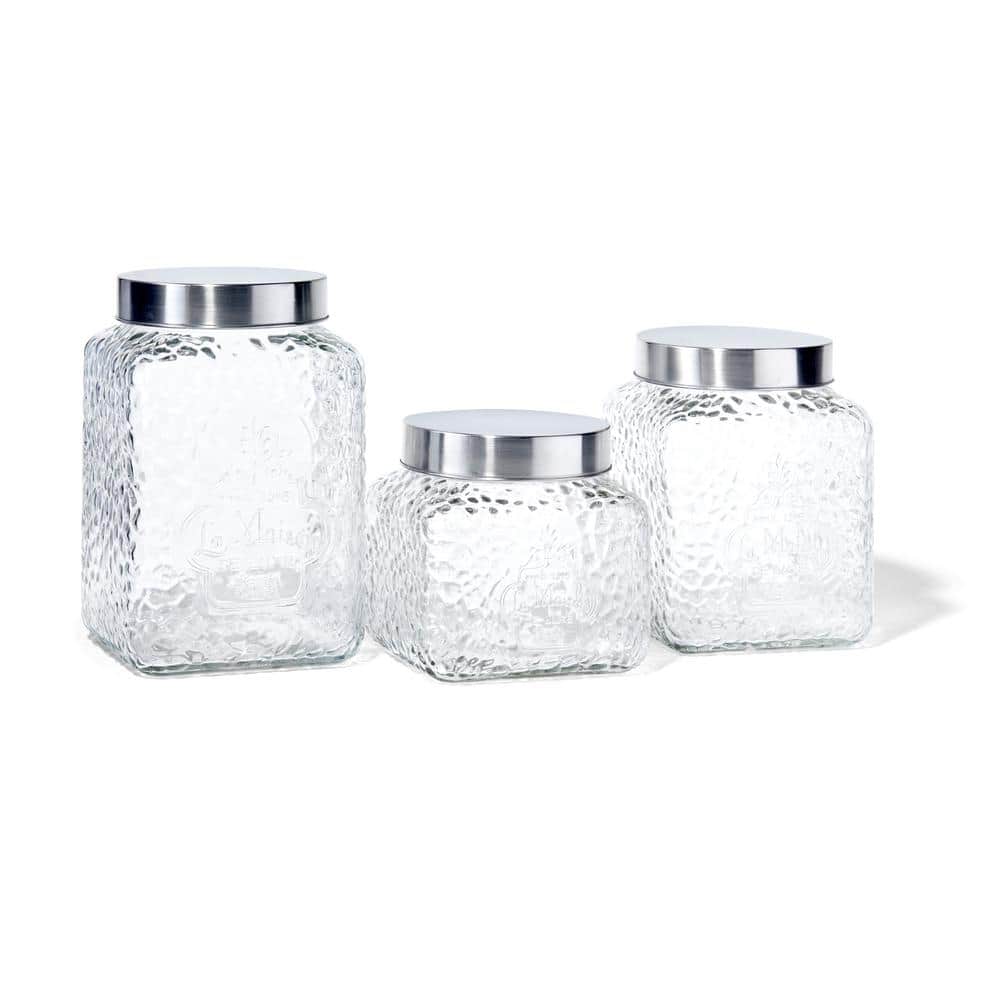 3-Piece Set La Maison Hammered Glass Canisters - Hercitys