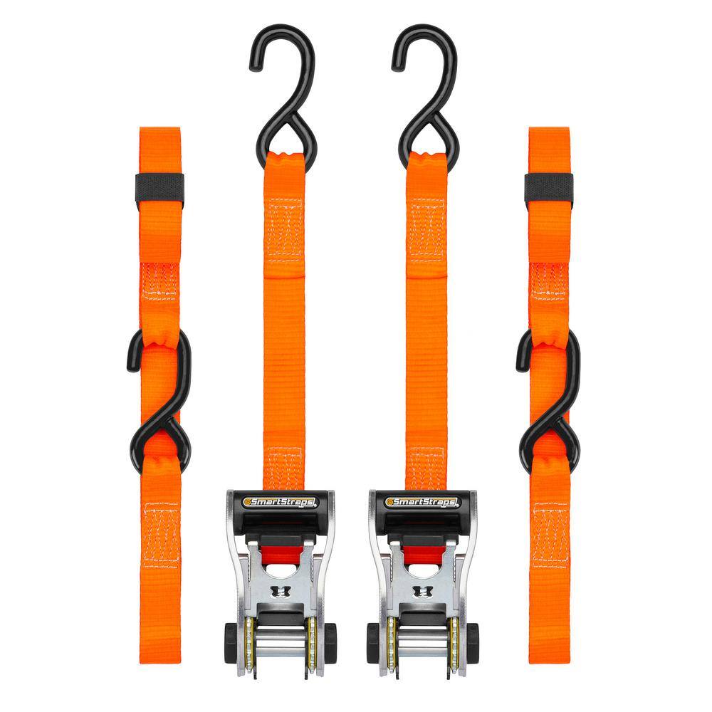 10 ft. Orange RatchetX Tie Down Straps with 1,000 lb. Safe Work Load – 2 pack - Hercitys