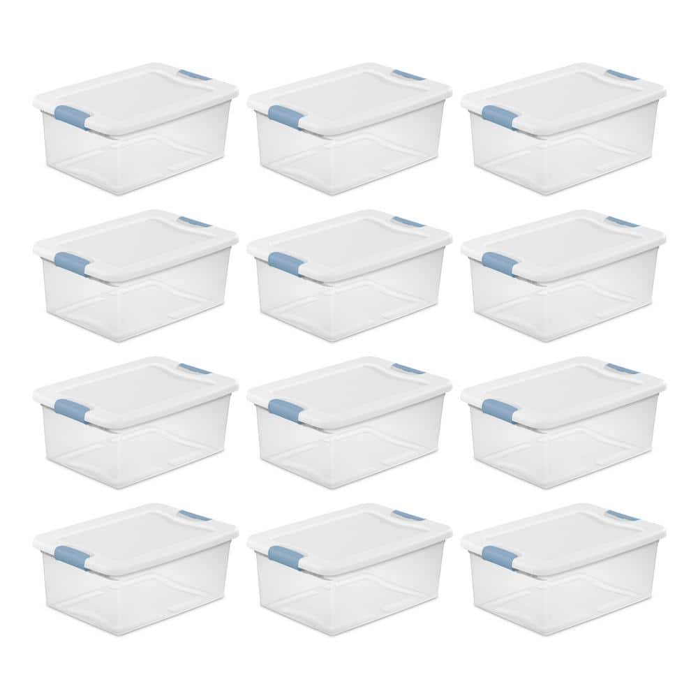 15 Qt. Stackable Latching Storage Box Container in Clear (12-Pack) - Hercitys