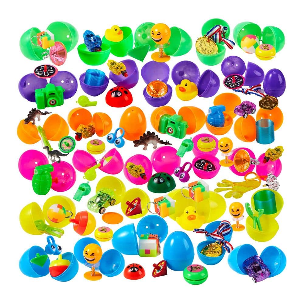 2.3 in. H 48 Colorful Prefilled Easter Eggs with toys - Hercitys