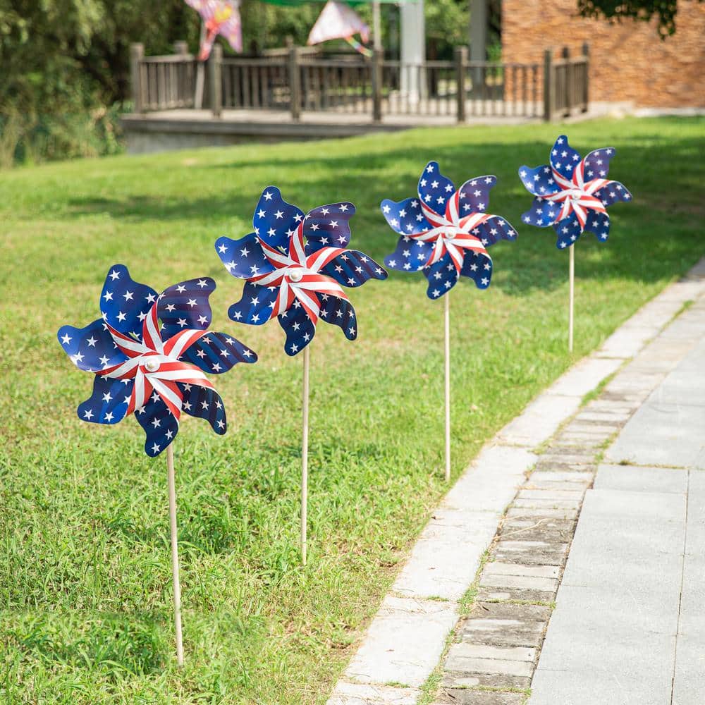 43.25 in. H Set of 4 Patriotic/Americana Plastic Windmills(KD) - Hercitys