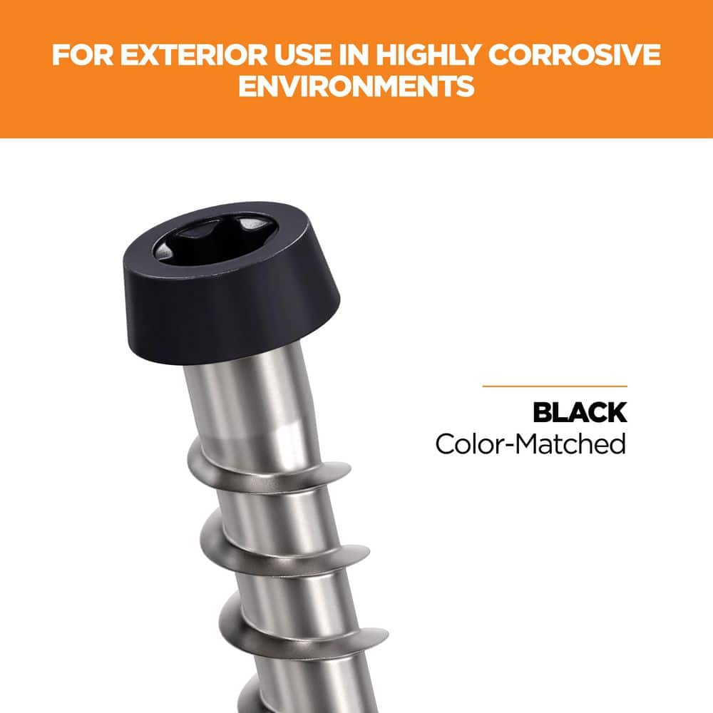 #10 2-3/4 in. Black Star Drive Trim Head Composite Deck Screw (350-Count) - Hercitys