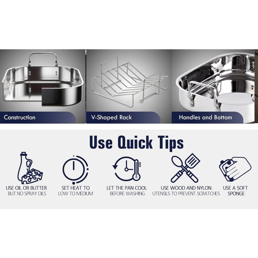 10 Qt. Stainless Steel Roasting Pan - Hercitys