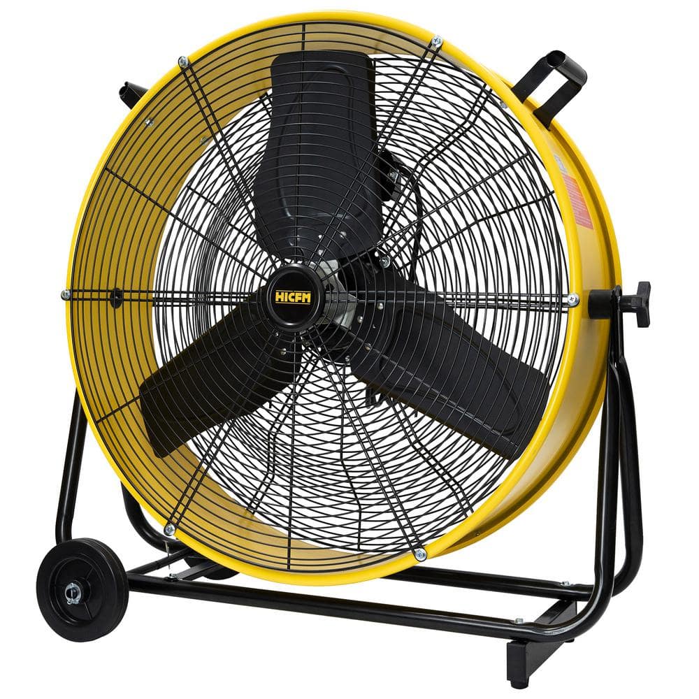 24 in. 2 Speeds Portable High Velocity Drum Fan in Yellow with Powerful 1/3 HP TEAO Enclosure Motor, Turbo Blade - Hercitys